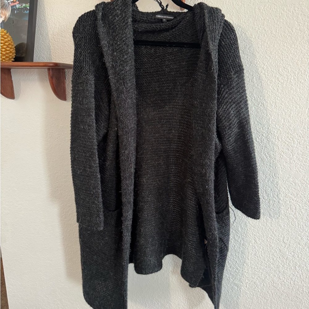 Foreign Exchange Cozy Black Hooded Sweater